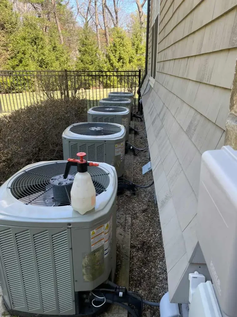 Heat pump maintenance in progress